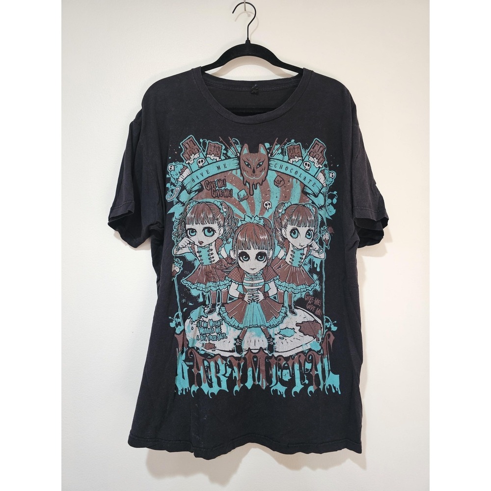 Babymetal Shirt Mens Large Black Give Me Chocolate Anime Graphic Tee T-Shirt